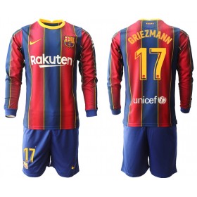 Koszulka FC Barcelona Antoine Griezmann 17 Dziecięcy Domowe Stroje Piłkarskie 2020/2021 Długi Rękaw